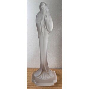 VTG Heisey by Imperial Glass Satin/Clear Frosted Finish Madonna Figurine 9" Tall